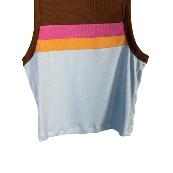 Sun-deh Ribbed Colorblock Cropped Tank Top Size XS Minimalist Neutral Y2K - Picture 9 of 11